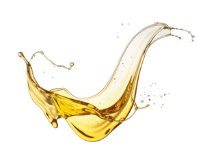 Golden Liquid Splash with Dynamic Fluid Motion: An Oil Wave and Abstract Flow on a Clean White Background for Food & Beauty Concepts