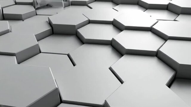 Minimal clean 3D hexagon pattern slow rotation background animation