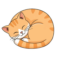 Cute cartoon cat vector illustration sitting with big eyes and fluffy fur