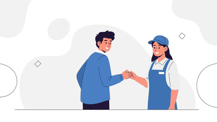 Customer and Employee Fist Bump, Service Industry Collaboration, Friendly Business Interaction