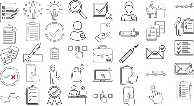 todo icon set outline collection 