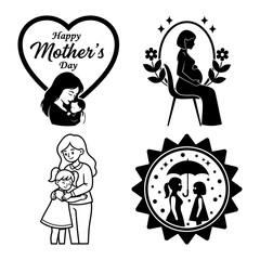 Mother's Day heart and maternity silhouette bundle with umbrella badge