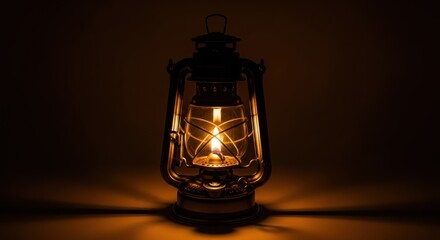 Obraz premium old lantern on a black background