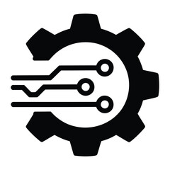 Automation & Industry Tech Monogram Vector, Silhouette, Illustration