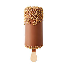 Obraz premium Chocolate ice pop with crunchy toppings on a white background isolated on transparent background