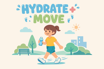 Fototapeta premium Person walking in park with water bottle promoting healthy lifestyle and hydration