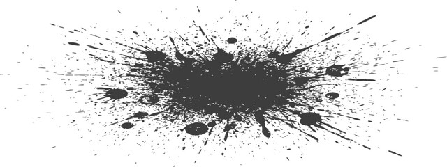 Abstract Dark Gray Grunge Ink Splatter on White Background - Paint Splash Texture for Creative Design Elements