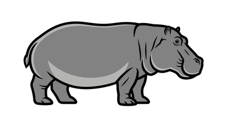 Obraz premium Cute Cartoon Hippopotamus Standing Isolated