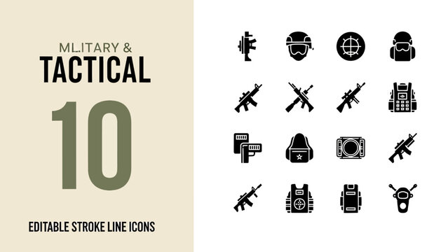 Military and Tactical Icons Collection for Design Projects.