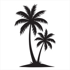 Fototapeta premium Vector silhouette of two palm trees