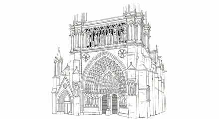 Ornate Gothic cathedral facade with detailed sculptures and arched entrance