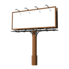 Obraz premium Blank billboard advertisement sign with lights isolated on transparent background