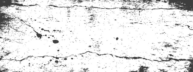 Obraz premium Distressed Grunge Black and White Texture with Cracks and Ink Splatter Overlay Vector