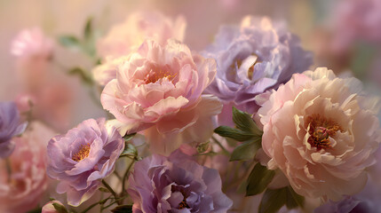 Pink and purple flowers are featured on a delicate floral background for International Women's Day