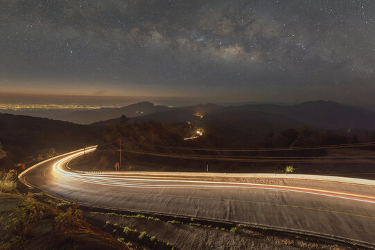 Landscape of Milky Way beautiful sky on Doi Inthanon mountain