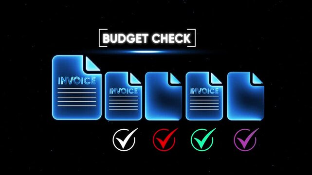 Budget Check Invoice with Checkmarks on Black Background for Finance and Accounting Concepts invoice checkmarks