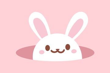 Fototapeta premium Bunny peeking from hole vector. Design for spring and happy easter.