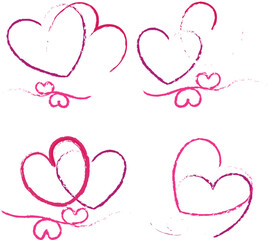 Abstract pink vector illustration of a heart shape with floral and bird patterns for a romantic Valentine's Day wedding celebration greeting card design