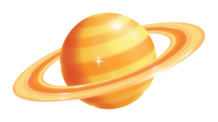 Stylized orange gas giant planet with rings illustration © Fahrizal