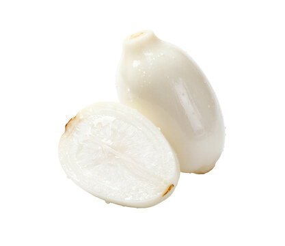 Whole Ulluco Tuber and Half Cut Showing Interior Transparent