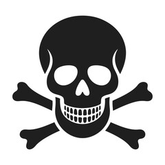 Classic depiction of a skull and crossbones symbolizing danger and piracy isolated on white background, Vector, illustration