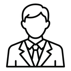 Obraz premium Simple line drawing of a businessman in a suit and tie icon