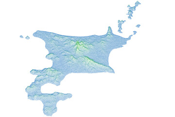 Obraz premium Hokkaido 3D Terrain Wireframe Mesh