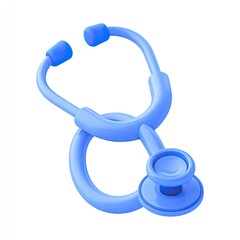 A stylized, light-blue medical stethoscope in a clean, 3D rendering against a white background