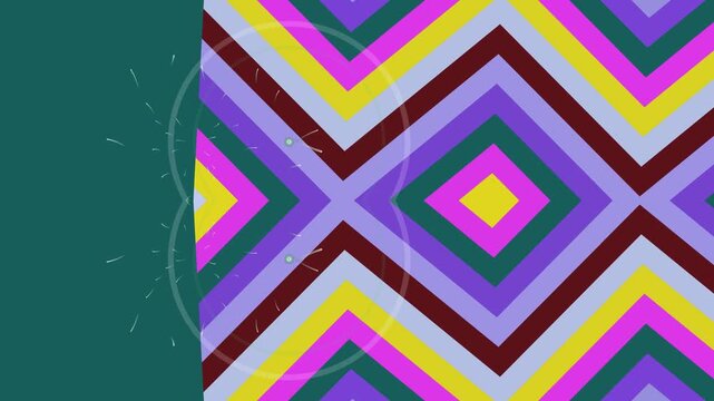 Vibrant geometric pattern with colorful chevrons.