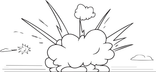 Comic book style explosion with jagged lines and clouds © miht3325
