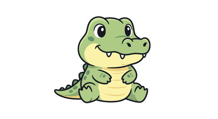 Fototapeta premium Adorable Green Alligator Cartoon Character
