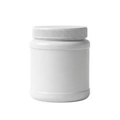 White plastic supplement container with screw on lid isolated on transparent background
