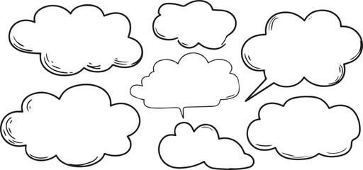 Fototapeta premium Hand drawn speech bubbles and thought clouds collection