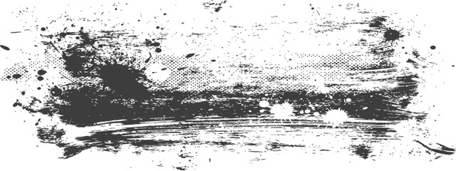 Grungy Dark Gray Brush Stroke and Ink Splatter Halftone Texture Background