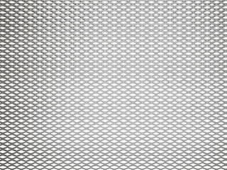Gray metal expanded mesh grid with diamond pattern industrial texture