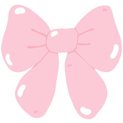 Cute Hand-Drawn Pink Ribbon Bow Illustration: Adorable Pastel Knot Graphic for Gift Wrapping, Baby Shower Decor, and Feminine Design Elements.