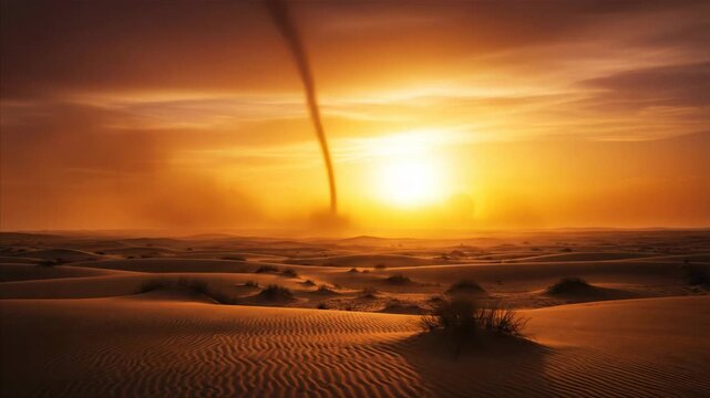 Desert Dust Devil Tornado at Sunset