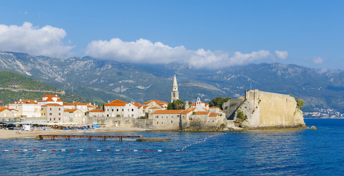 View of the old city of Budva, Travel destination in Montenegro