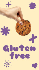 Fototapeta premium People celebrate Happy Easter with gluten-free cookie in hand during spring festivities