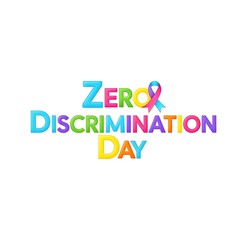 Vibrant zero discrimination day logo with colorful text and ribbon