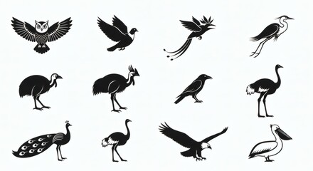 Diverse Avian Icons A Collection of Stylized Birds