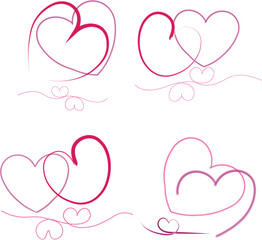 Elegant pink hearts on a white background create a romantic vector pattern illustration for a Valentine's Day greeting card or wedding celebration design symbol