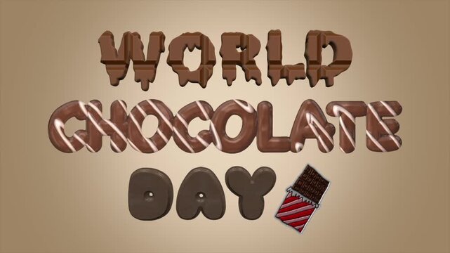 World chocolate day 3d text effect with melting texture and drizzle decoration