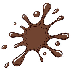 A digital illustration of a brown liquid splash or "splat," resembling chocolate, mud, or coffee.
