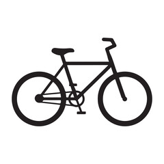 Fototapeta premium Black bicycle icon with two wheels and a seat simple bike design isolated on white background