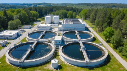 Aerial view of a water treatment plant