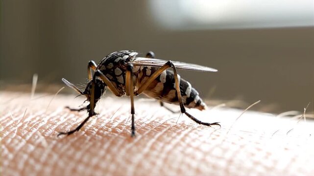 Close-up of a housefly on fabric surface with detailed view