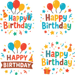 Happy Birth day vectors design transparent