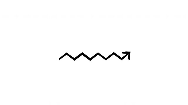 Angular sharp zigzag right arrows hand-drawn sketch animation. Jagged pointing to upper rightward. Animated doodle direction. Scribble pointers. Ink freehand symbols 4K video on transparent