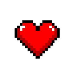 Obraz premium Vibrant red pixel heart symbol for love and affection